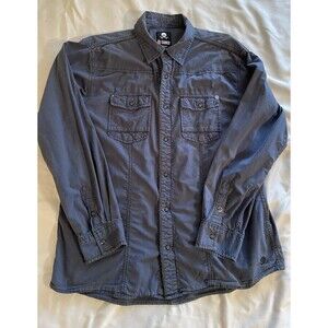Decoded Shirt Men Size L Blue Snap Closure Long Sleeve